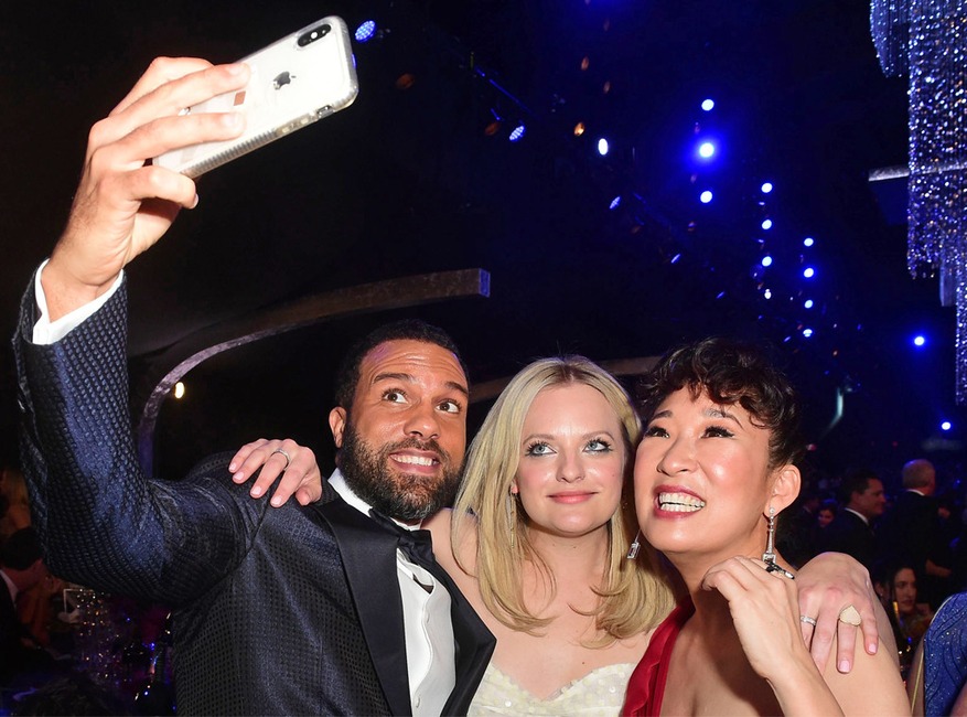 Elisabeth Moss, Sandra Oh, O.T. Fagbenle, 2019 SAG Awards, Candids